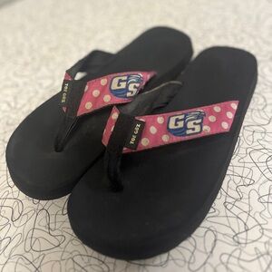 Georgia Southern Flip-Flop Sandals with Pink Polka-Dot Straps